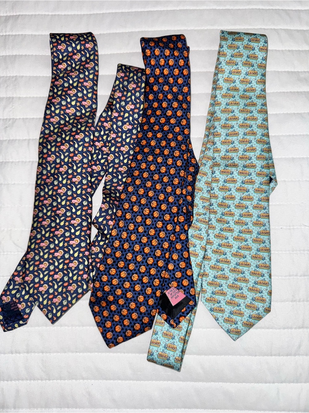 EUC Vineyard Vines Boys Navy, Orange & Light Blue Patterned Ties - Set of 3